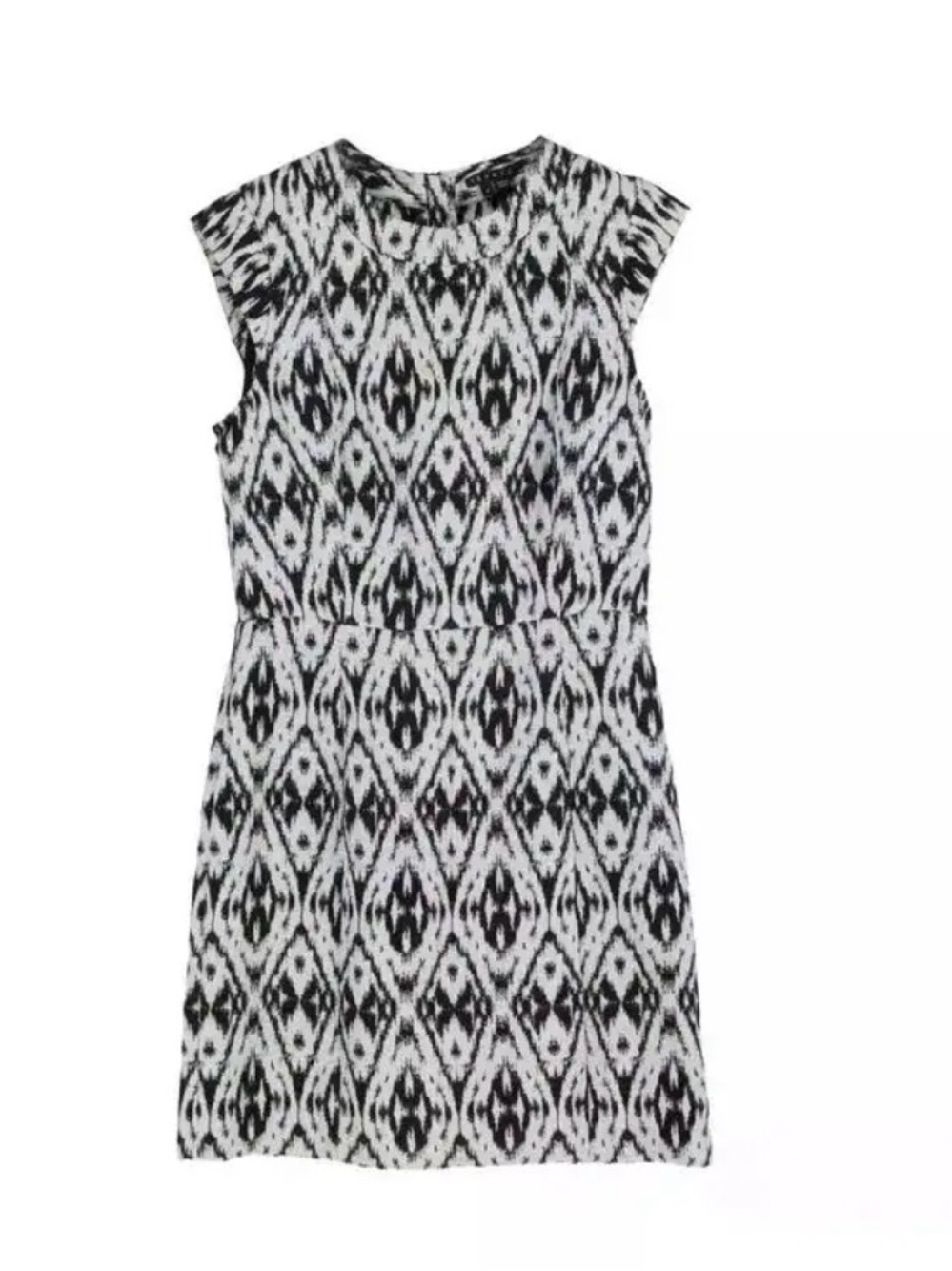 THEORY Ikat-Print Black & White Mini Sheath Dress Size 8